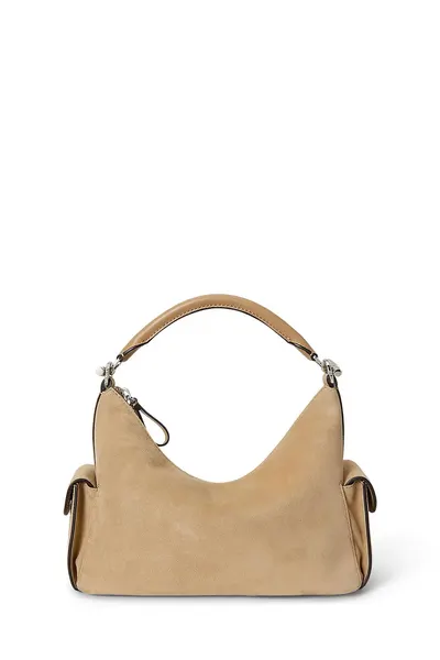 Lauren Ralph Lauren hobo bag pentru femei din piele întoarsă
