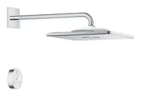Dus fix Grohe Rainshower SmartConnect 130 Cube 26642000, 1/2 inch, universal, telecomanda Wireless , 310 mm, 2 pulverizari, Crom