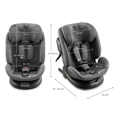 Scaun auto Kinderkraft XPedition 3 Grey i-Size 40-150 cm, Isofix, Top-Tether, Sistem Easy Spin 360, Protectie SPS, Spatar reglabil, Insertie ergonomica