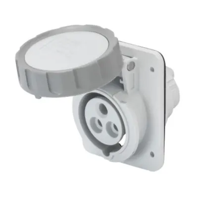 Priza industriala incastrata 10° HP - IP66/IP67 - 2P+E 16A TRANSFORMER 50/60HZ - GREY - 12H - Strangere cu surub