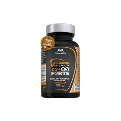 Vitamina D3+K2 Premium Forte 5000 UI, 60 capsule moi, Boost4Life