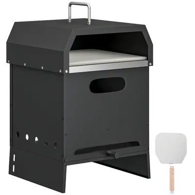 Outsunny Cuptor pizza 3-în-1 pentru exterior pe lemne, cuptor pizza cu 2 nivele, piatră pentru pizza, mânere, lopată pentru pizza | Aosom Romania