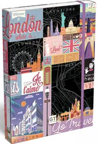 Cutie cu elastic Lizzy Card Go Travel Black Map - 33 x 24 x 5 cm