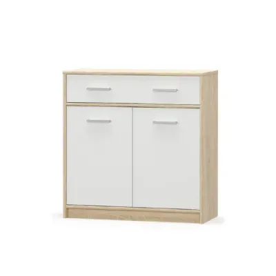Comoda TIPS, 2 usi, 1 sertar, stejar sonoma + alb, 83,4x34,3x85,5 cm