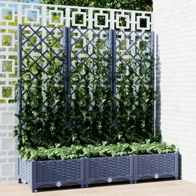 vidaXL Jardinieră de grădină cu spalier,albastru gri,120x40x121,5 cm, PP