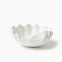 Bol decorativ scoică cu margine ondulată din ceramică jesmonite – 14×15,5×5,5 cm - Marmorată roz
