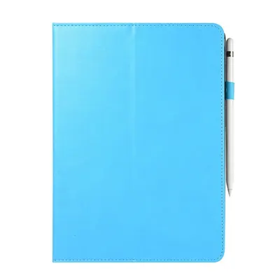 Husa pentru iPad 11 Pro 12.9 inch (2018), albastra, piele ecologica, cu suport si sloturi, Top grain Engros