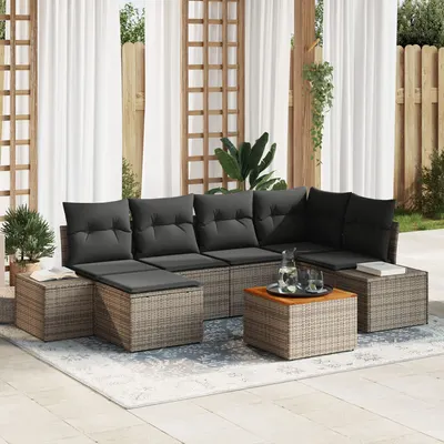 Gossi set de canapele de gradina cu perne gri poliratan acacia