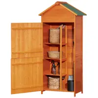 Outsunny Sopron de Gradina din Lemn cu 2 Usi, Dulap de Exterior Depozitare Unelte cu 3 Rafturi, 84x52x188cm