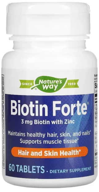 Biotin Forte, 3 mg, 60 tablete masticabile, Nature's Way