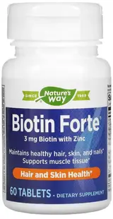 Biotin Forte, 3 mg, 60 tablete masticabile, Nature's Way