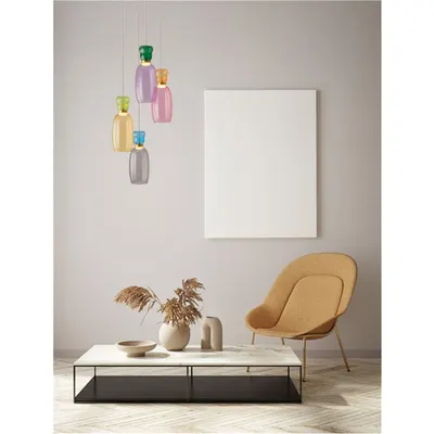 Lampa suspendata PLUMA Mat Auriu Metal Glossy Jasper,Purple,Yellow,Roz,Deschis Verde,Deschis Albastru & Cyan Sticla LED 36W 220-240V 3660Lm 3000K IP20