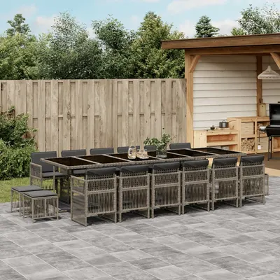 Gossi set mobilier de gradina cu perne, 17 piese, gri, poliratan