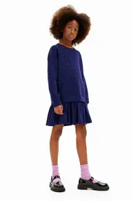 Rochie evazata cu strasuri - Albastru ultramarin