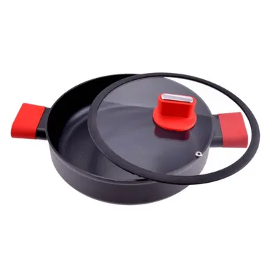 Cratita joasa cu pereti grosi din aluminiu antiaderent cu inductie si capac de sticla 28cm 4.5L Straight Line Engros
