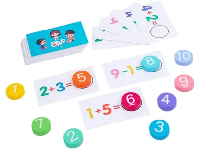 Joc de matematică pentru adunare și scădere Smart Baby - Cu plăci de lemn și cartonașe