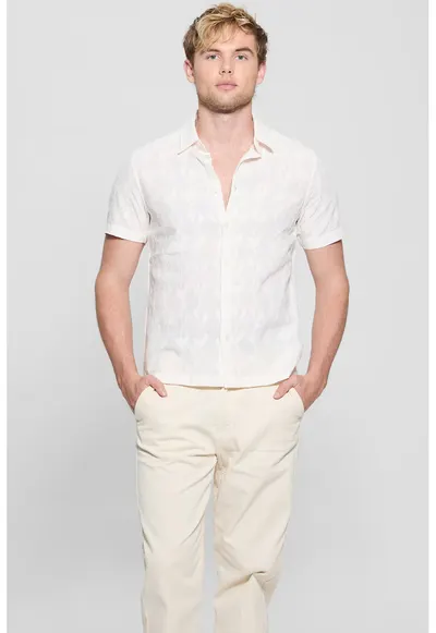 Camasa de bumbac cu model - Alb murdar
