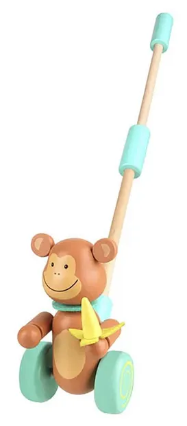Jucărie din lemn pentru împins Orange Tree Toys - Maimuță