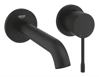 Baterie lavoar Grohe Essence 29192KF1, 1/2 inch, montare pe perete, marimea M, necesita valva incastrata, fara ventil, mat, Negru