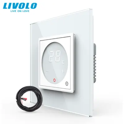 Termostat cu fir pentru incalzire in pardoseala, afisaj electronic, cu touch-screen Alb