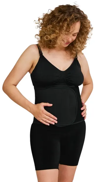Centura postnatala modelatoare din bumbac organic, cu scai Carriwell - marimea L/XL, neagra