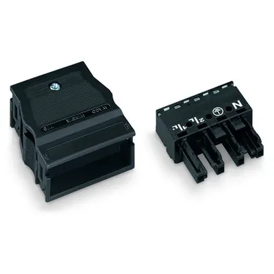 Socket; with strain relief housing; 4-pole; Cod. A; 4,00 mm²; black