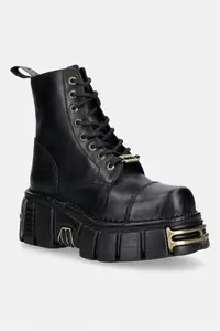 New Rock bocanci pentru femei din piele CRUST NEGRO, TOWER NEGRO ORO VIEJO
