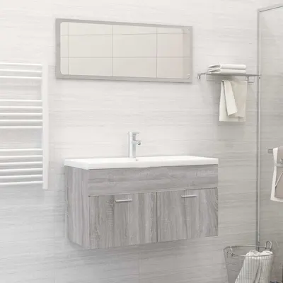 Gossi set mobilier de baie, 2 piese, gri sonoma, lemn prelucrat