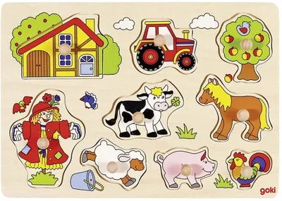 Puzzle cu mânere Goki - Ferma VI
