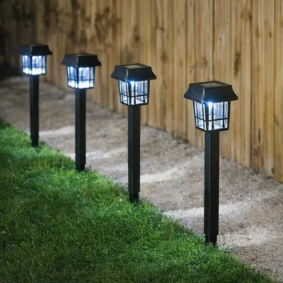Set 4 x Lampa solara 24 cm, Negru