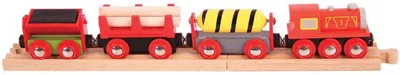 Jucarie din lemn pentru copii Bigjigs - Tren marfar cu sine