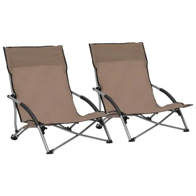 vidaXL Scaune pliante 2 buc. Material textil taupe