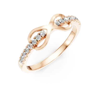 Inel cu infinit din aur roz cu diamante de 0.1ct