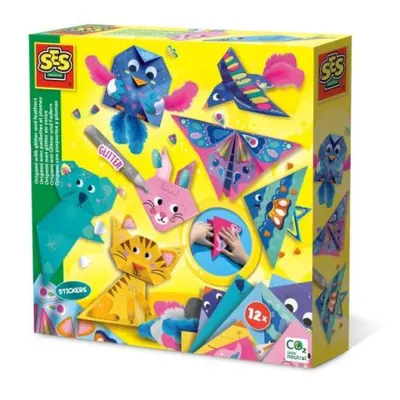 Set creativ - Origami cu pene si sclipici