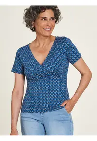 Tricou cu decolteu in V si model floral -