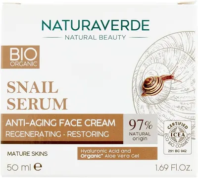 Crema de fata anti-rid cu extract de melc, 50ml, Natura Verde