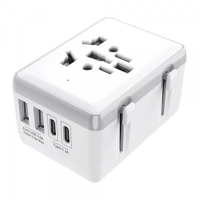 Incarcator Retea Techsuit HHt204A Travel, 15W, 3A, 2 x USB-A - 2 x USB-C, Alb