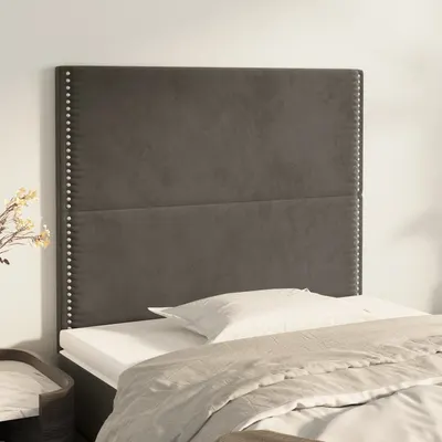 vidaXL Tăblie de pat gri închis 100x5x118/128 cm catifea