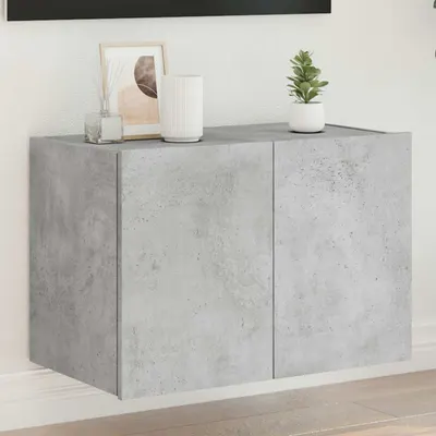 vidaXL Comodă TV de perete cu lumini LED, gri beton, 60x35x41 cm