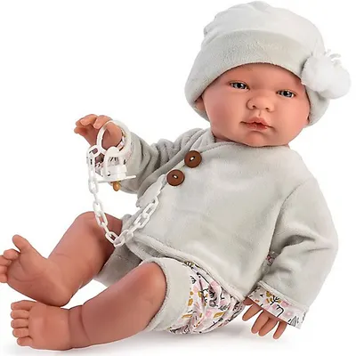 Papusa Asi - Baby Pablo, cu vesta si palarie cu pompoane, 43 cm