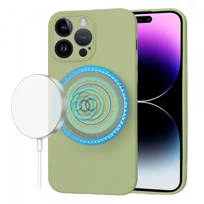 Husa MagSafe pentru Apple iPhone 14 Pro Max, Techsuit, SoftFlex, Matcha