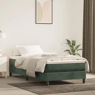 vidaXL Saltea cu arcuri buzunar, fermitate medie, verde închis, 120x190x20 cm, catifea