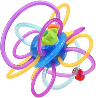 Hola Toys - Zornăitoare și Jucărie de Dentiție pentru Bebeluși - Inele Multicolore cu Mărgele