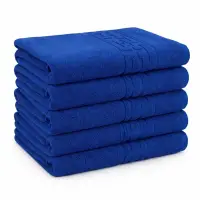 Set 5 prosoape medii 50x90cm, din 100% bumbac pakistanez, 500g, Albastru