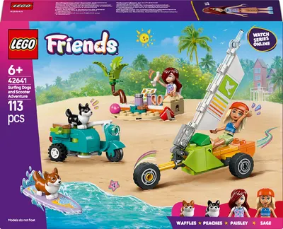 Constructor LEGO Friends - Câini de surf și aventură cu scuter (42641)