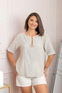 Bluza dama din bumbac Kerry cu maneci reglabile - Ecru