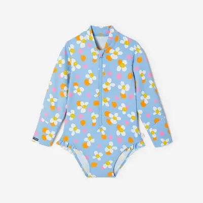 Costum de baie întreg anti-UV mâneci lungi Izia Albastru Pop Bebeluși/Fete