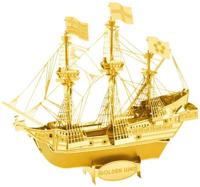 Model metalic de asamblat Metal Earth - Golden Hind, Gold Version