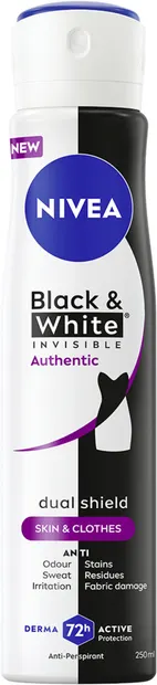 Spray deodorant Nivea Invisible on Black & White Authentic, 250 ml