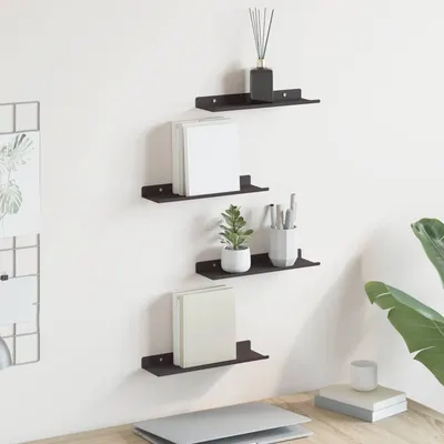 vidaXL Raft suspendat 4 buc. Negru 30 x 9 x 2,5 cm Oțel